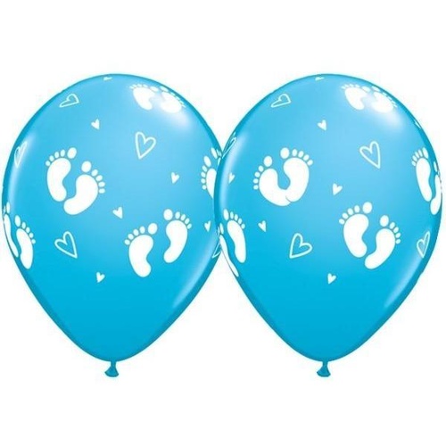 28cm Round Robin's Egg Baby Footprints & Hearts #4341925 - Pack of 25