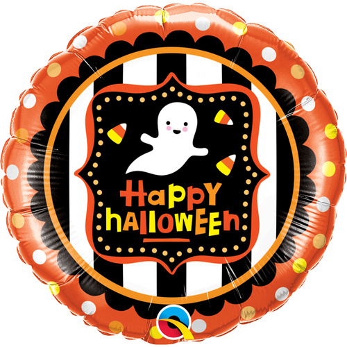 DISC 45cm Round Foil Halloween Ghost & Candy Corn #43467 - Each (Pkgd.)
