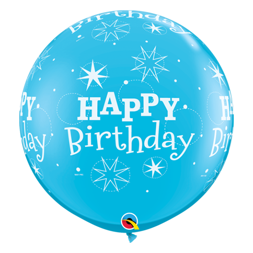 DISC 90cm Birthday Sparkle-A-Round Robin's Egg Latex Balloons #43543 - Pack of 2 TEMPORARILY UNAVAILABLE