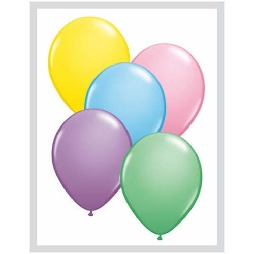 12cm Round Pastel Assorted Qualatex Plain Latex #43572 - Pack of 100 