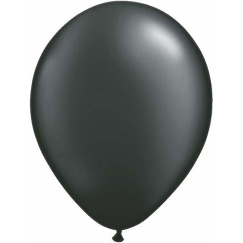 12cm Round Pearl Onyx Black Qualatex Plain Latex #43579 - Pack of 100 