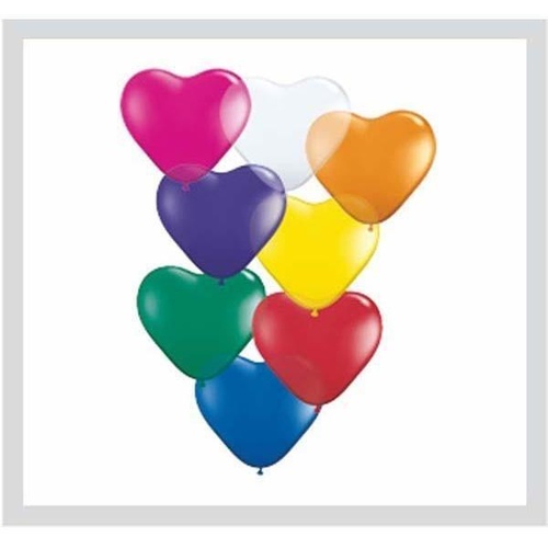 15cm Heart Jewel Assorted Qualatex Plain Latex #43638 - Pack of 100 TEMPORARILY UNAVAILABLE