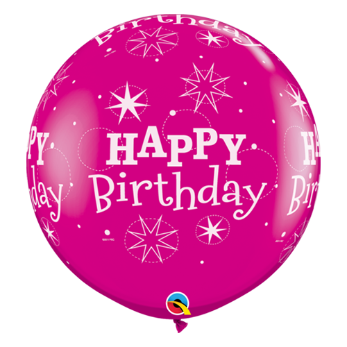 DISC 90cm Birthday Sparkle-A-Round Wild Berry Latex Balloons #43648 - Pack of 2 TEMPORARILY UNAVAILABLE