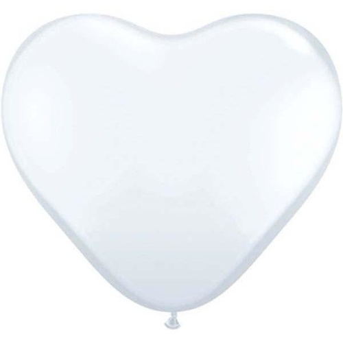15cm Heart White Qualatex Plain Latex #43651 - Pack of 100