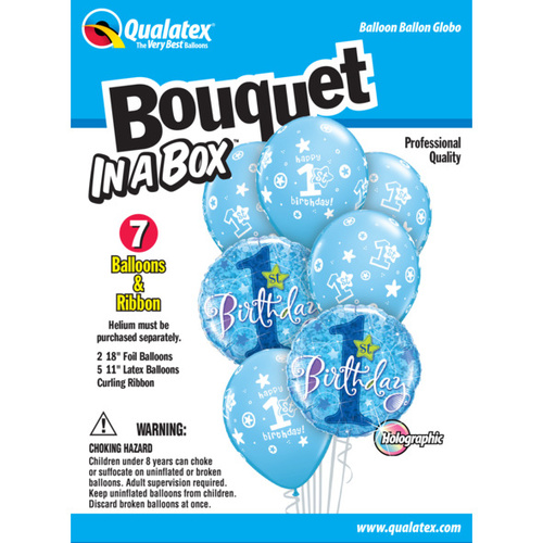DISC Bouquet in a Box - 1st Birthday Circles Stars - Boy #44390