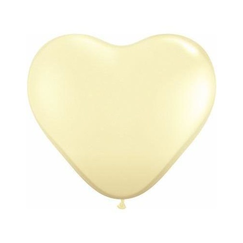 90cm Heart Ivory Silk Qualatex Plain Latex #44483 - Pack of 2 SPECIAL ORDER ITEM