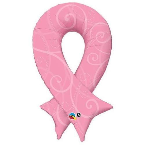 98cm Shape Foil Pink Ribbon Filigree #45250 - Each (Pkgd)