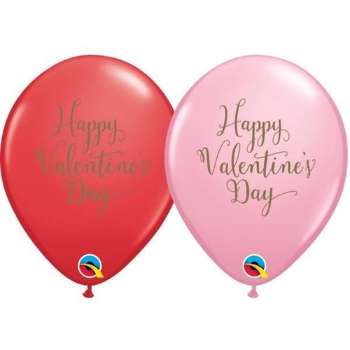 28cm Round Assorted Red & Pink Happy Valentine's Day Script #46062 - Pack of 50 