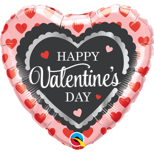 45cm Heart Foil Valentine's Scalloped Trim #46082 - Each (Pkgd.) 