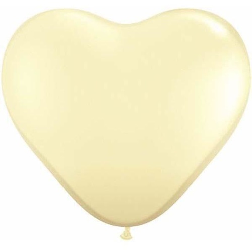 28cm Heart Ivory Silk Qualatex Plain Latex #48587 - Pack of 100 SPECIAL ORDER ITEM