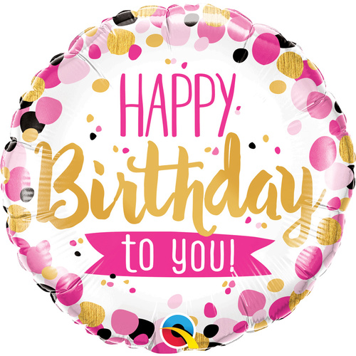 45cm Round Foil Happy Birthday To You Pink & Gold #49170 - Each (Pkgd.) 