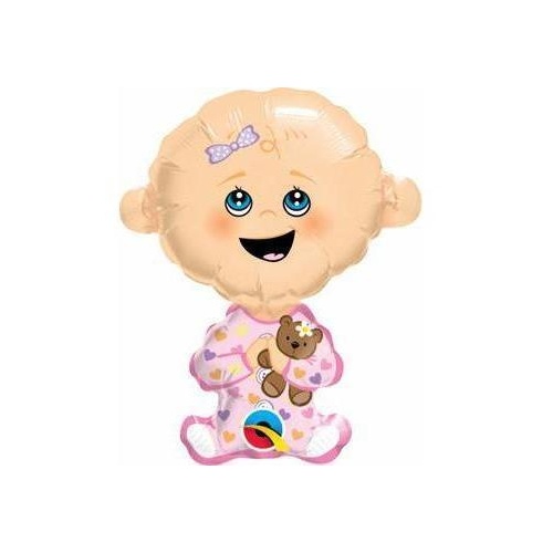 Mini Shape Baby Girl Foil Balloon 35cm #49359AF - Each (Inflated, supplied air-filled on stick)