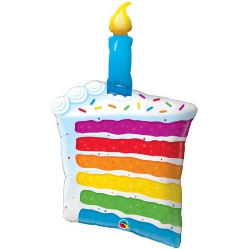 Shape Foil Birthday Rainbow Cake & Candle 105cm #49379  - Each (Pkgd.)  TEMPORARILY UNAVAILABLE