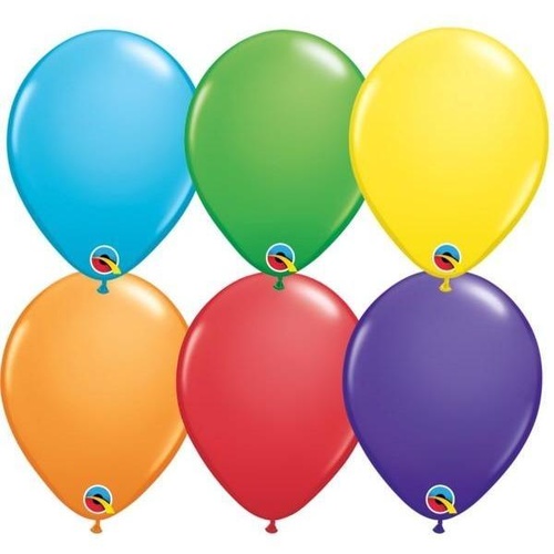 12cm Round Bright Rainbow Assorted Qualatex Plain Latex #49487 - Pack of 100 