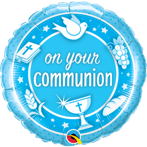 45cm Round Foil On Your Communion Blue #49740 - Each (Unpkgd.) SPECIAL ORDER ITEM
