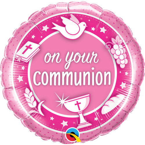 45cm Round Foil On Your Communion Pink #49748 - Each (Unpkgd.) SPECIAL ORDER ITEM