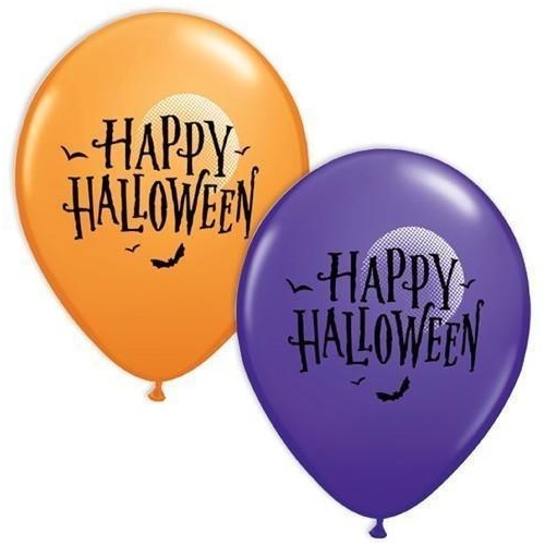 DISC 28cm Round Orange & Purple Halloween Moon & Bats #5094425 - Pack of 25