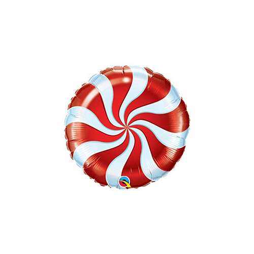 22cm Candy Swirl Red Foil Balloon #50989 - Each (FLAT, unpackaged, requires air inflation, heat sealing) 