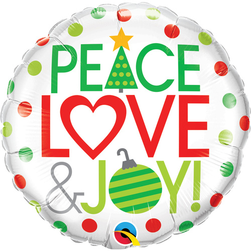 DISC 45cm Round Foil Peace Love & Joy! #52099 - Each (Pkgd.)