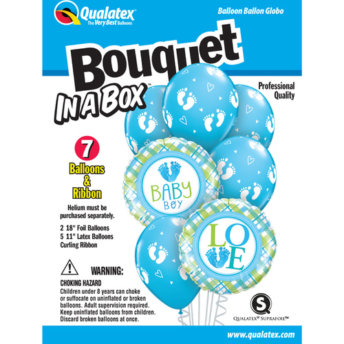 Bouquet in a Box - Baby Boy Foot Prints #52977