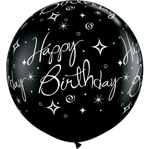 90cm Round Black & 90cm Silver Birthday Sparkles & Swirls-A-Round #53476 - (2 ct.) SPECIAL ORDER ITEM 