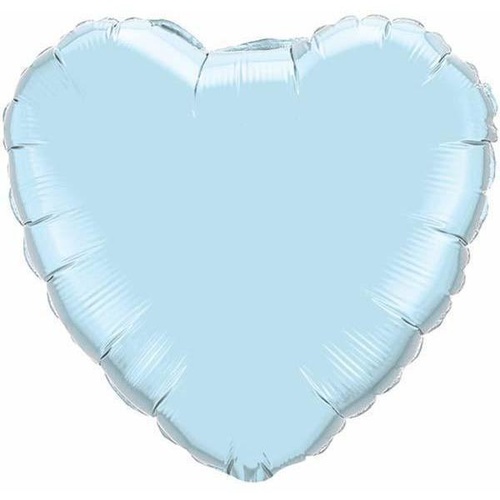 22cm Heart Pearl Light Blue Plain Foil Balloon #54584AF - Each (Inflated, supplied air-filled on stick) 
