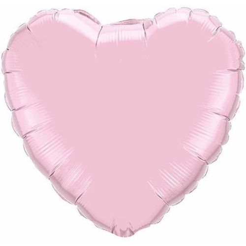 22cm Heart Pearl Pink Plain Foil Balloon #54593 - Each (FLAT, unpackaged, requires air inflation, heat sealing) 