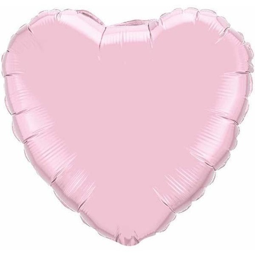 22cm Heart Pearl Pink Plain Foil Balloon #54593AF - Each (Inflated, supplied air-filled on stick) 