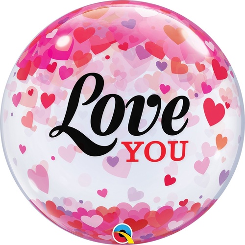 56cm Single Bubble Love You Confetti Hearts #54604 - Each TEMPORARILY UNAVAILABLE