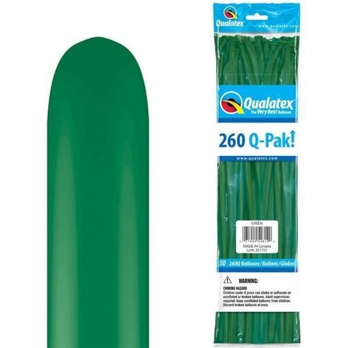 260Q Q-Pak Green Qualatex Plain Latex #54614 - Pack of 50 