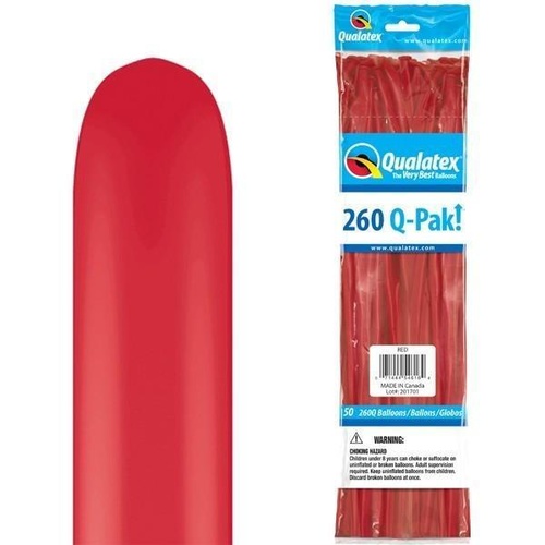 260Q Q-Pak Red Qualatex Plain Latex #54616 - Pack of 50