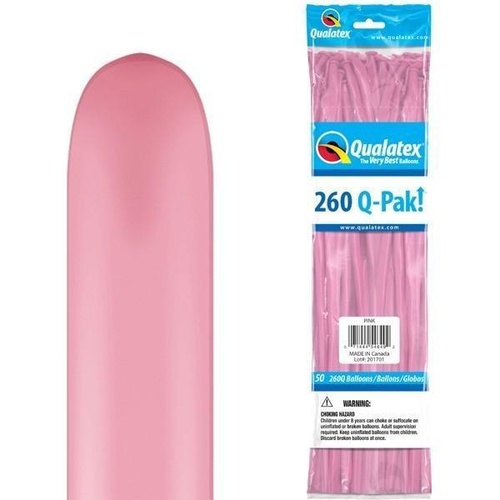 260Q Q-Pak Pink Qualatex Plain Latex #54649 - Pack of 50 