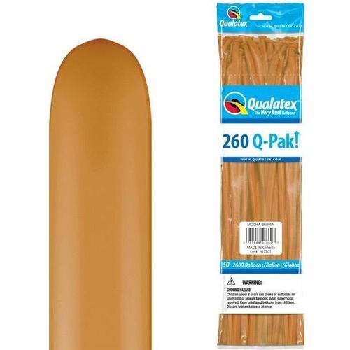 260Q Q-Pak Mocha Brown Qualatex Plain Latex #54660 - Pack of 50 TEMPORARILY UNAVAILABLE