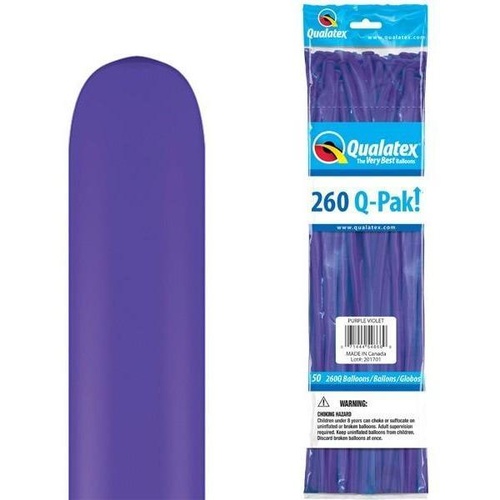 260Q Q-Pak Purple Violet Qualatex Plain Latex #54666 - Pack of 50 TEMPORARILY UNAVAILABLE