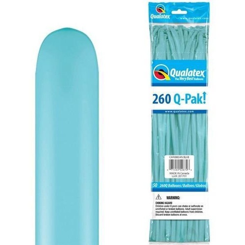 260Q Q-Pak Caribbean Blue Qualatex Plain Latex #54670 - Pack of 50 
