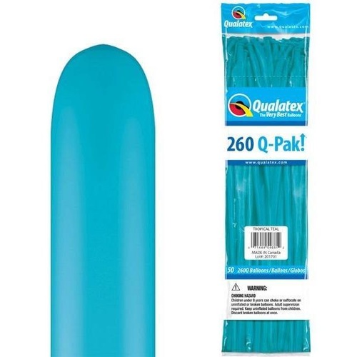 260Q Q-Pak Tropical Teal Qualatex Plain Latex #54681 - Pack of 50 