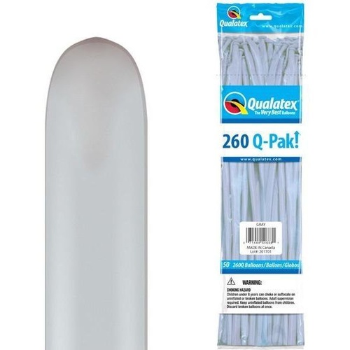 260Q Q-Pak Grey Qualatex Plain Latex #54688 - Pack of 50