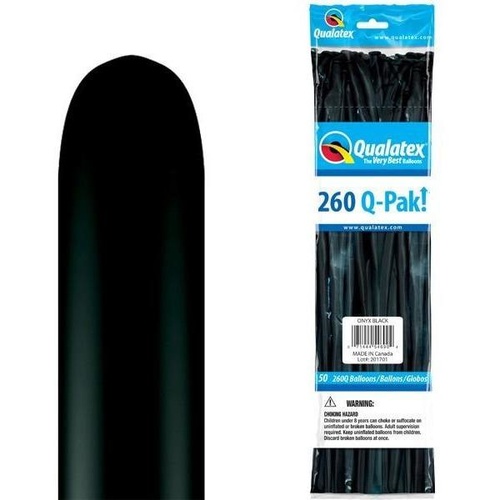 260Q Q-Pak Oynx Black Qualatex Plain Latex #54690 - Pack of 50 TEMPORARILY UNAVAILABLE