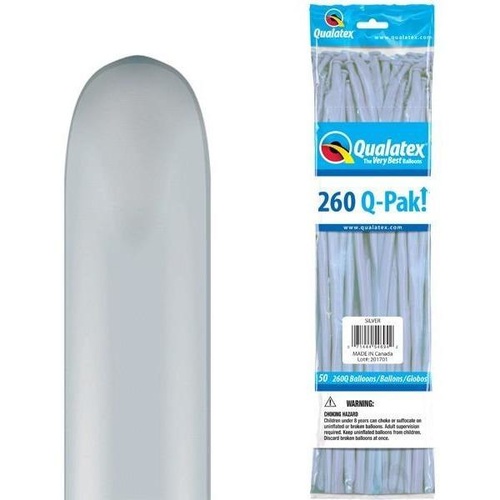 260Q Q-Pak Silver Qualatex Plain Latex #54694 - Pack of 50 