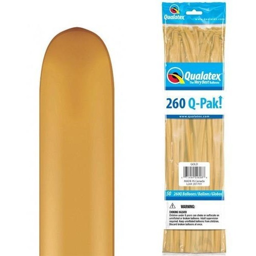 260Q Q-Pak Gold Qualatex Plain Latex #54696 - Pack of 50 