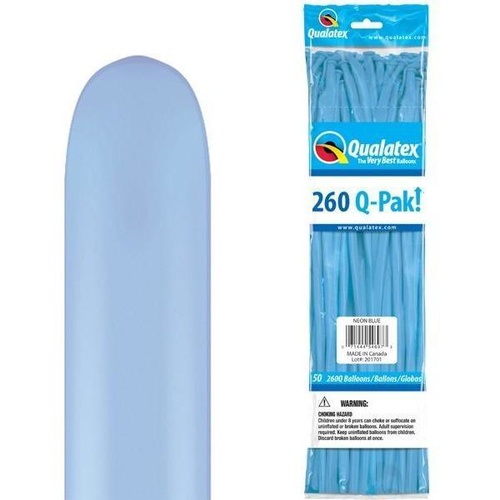 260Q Q-Pak Neon Blue Qualatex Plain Latex #54697 - Pack of 50 TEMPORARILY UNAVAILABLE