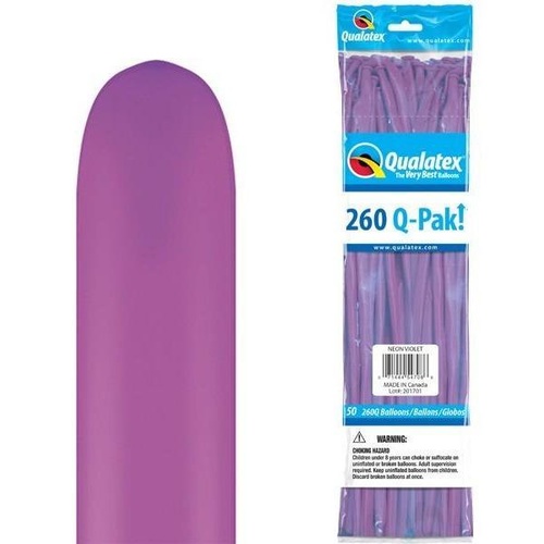 260Q Q-Pak Neon Violet Qualatex Plain Latex #54708 - Pack of 50 TEMPORARILY UNAVAILABLE
