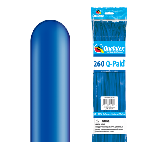 DISC 260Q Q-Pak Jewel Sapphire Blue Qualatex Plain Latex #55161 - Pack of 50 