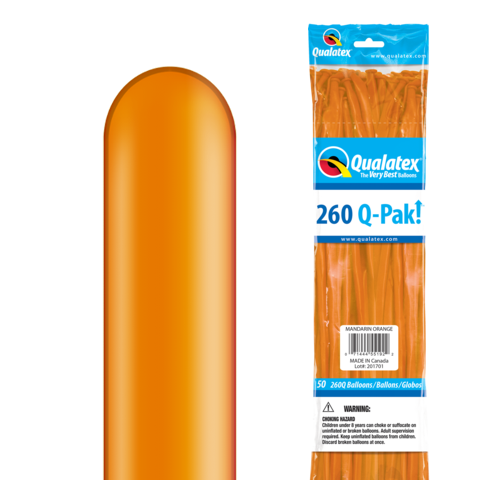 260Q Q-Pak Jewel Mandarin Orange Qualatex Plain Latex #55192 - Pack of 50 