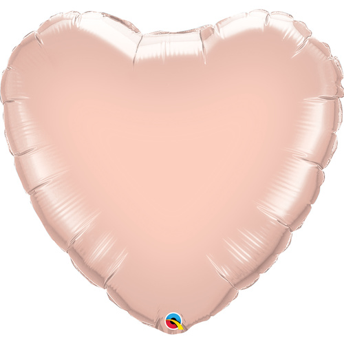 22cm Heart Rose Gold Plain Foil Balloon #57043AF - Each (Inflated, supplied air-filled on stick) 