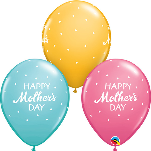 28cm Round Latex Special Assortment Mother's Day Petite Polka Dots #57108 -  Pack of 50 