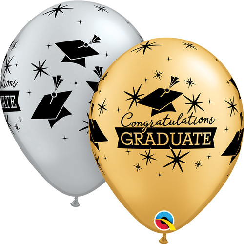 28cm Round Silver & Gold Congratulations Graduate Cap #5711025 - Pack of 25 TEMPORARILY UNAVAILABLE