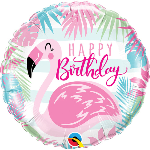 45cm Round Foil Birthday Pink Flamingo #57274 - Each (Pkgd.) 