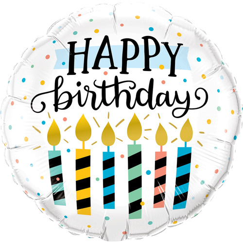 45cm Round Foil Birthday Candles & Dots #57289 - Each (Pkgd.) 