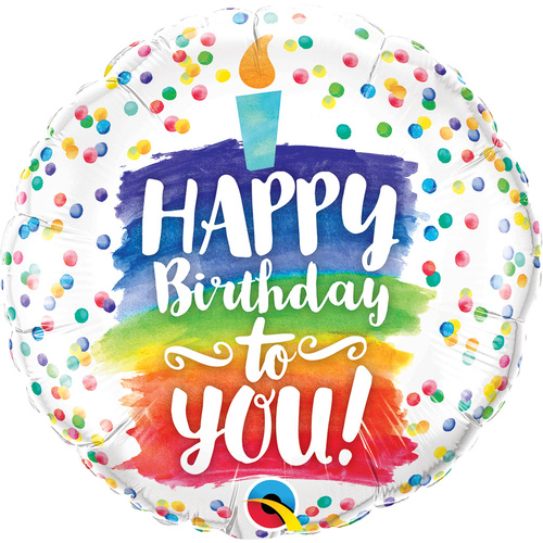 45cm Round Foil Happy Birthday To You Rainbow Cake #57298 - Each (Pkgd.) 